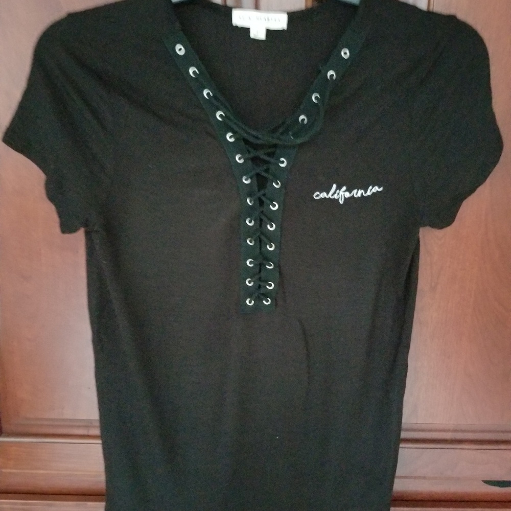 LA Hearts Black Crisscross Tee